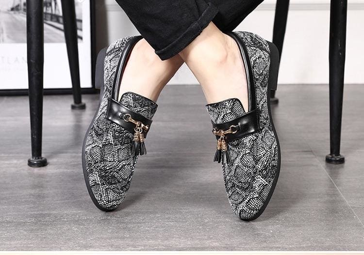 tassel snakeskin pattern dress shoes