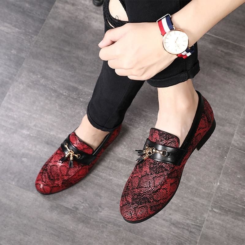 tassel snakeskin pattern dress shoes