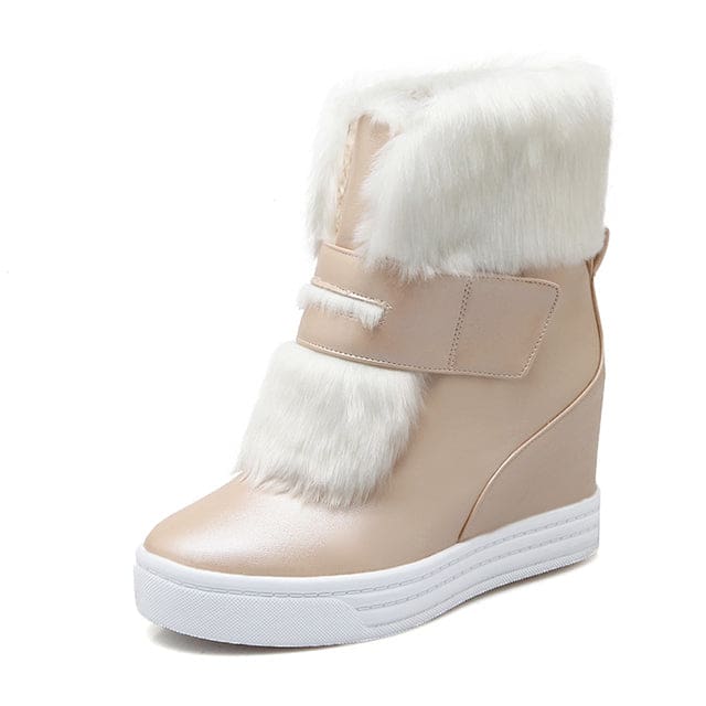 Thick Fur Warm Waterproof Winter Snow Boots 2 Beige / 6.5 HIGH HEELS