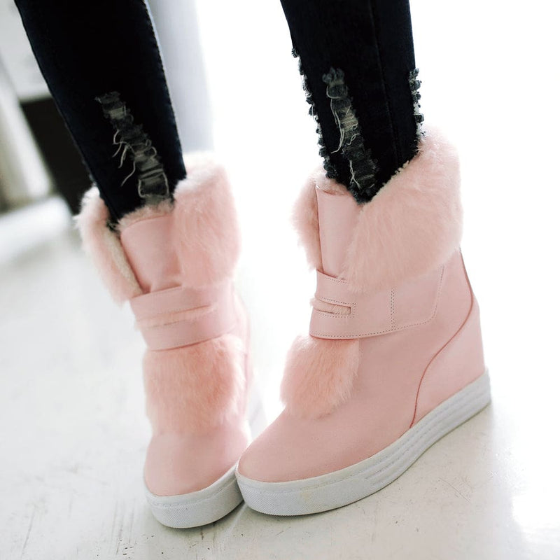 Thick Fur Warm Waterproof Winter Snow Boots HIGH HEELS