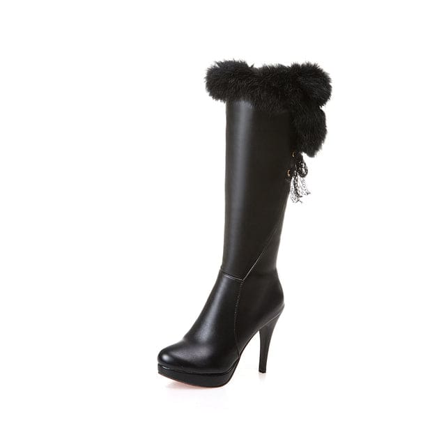 Thick High Heel Long Waterproof Party Fetish Winter Boots 2 Black / 6 WOMEN BOOTS