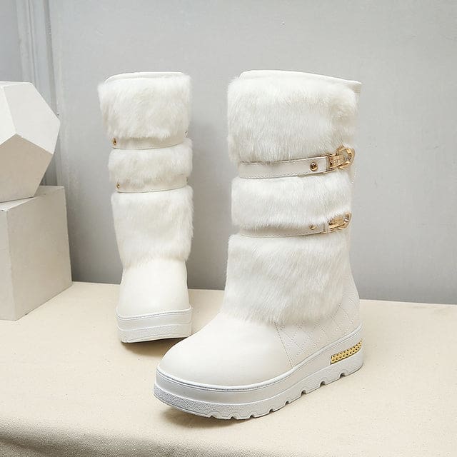 Thick Plush Waterproof Non-Slip Winter Snow Boots For Women 1 White / 4 WOMEN BOOTS