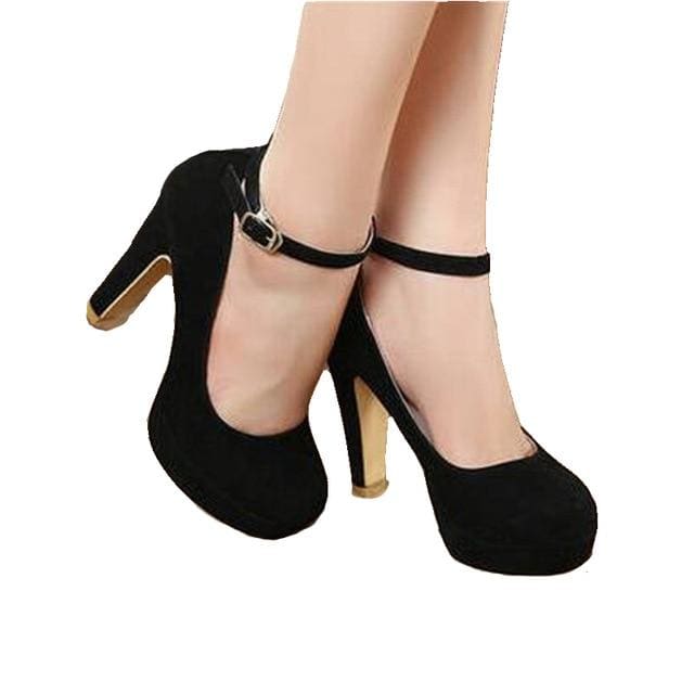 thick suede 10cm female high heels
