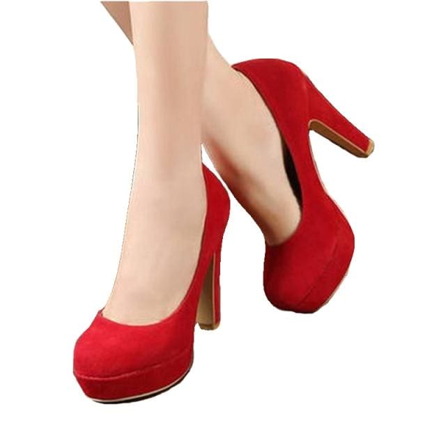 thick suede 10cm female high heels