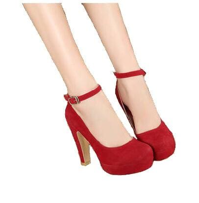 thick suede 10cm female high heels