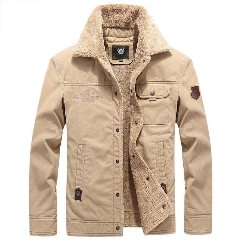 thick warm turn down collar streetwear embroidery men jacket