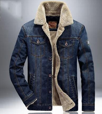 thick warm winter denim jacket for men