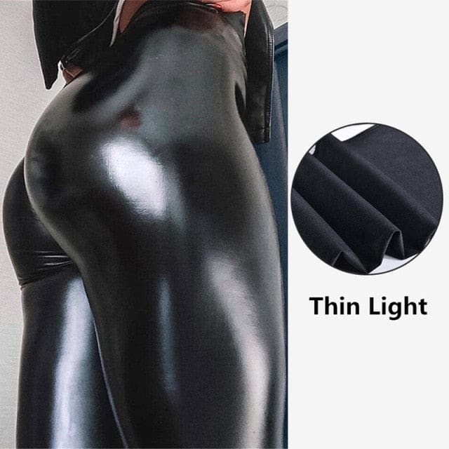 Thickened Warm Velvet Winter PU Leather Women Leggings Black No / L WOMEN PANTS