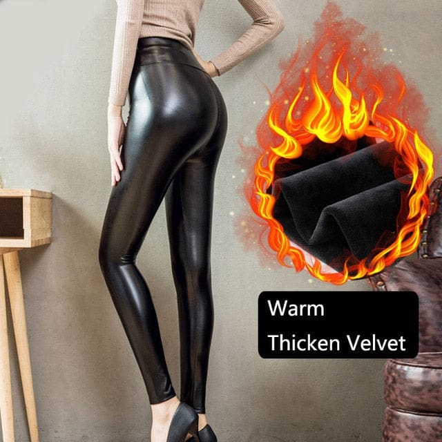 Thickened Warm Velvet Winter PU Leather Women Leggings Thicken / 2XL WOMEN PANTS