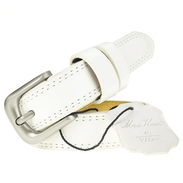 Top Quality Genuine Leather Luxury Female Belts White / 110cm WOMEN BELTS