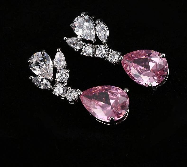 top quality tear drop shape aaa cubic zirconia bridal wedding jewelry sets