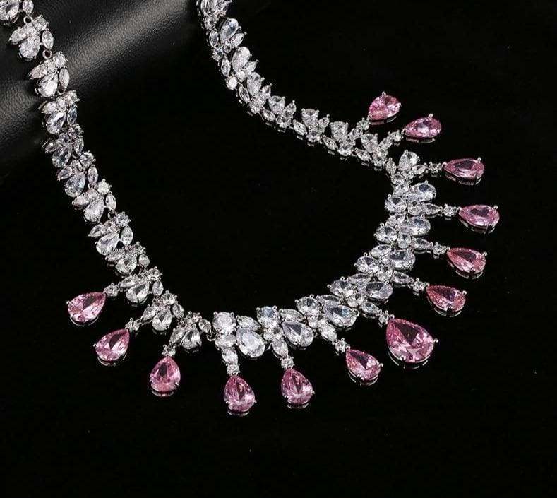 top quality tear drop shape aaa cubic zirconia bridal wedding jewelry sets