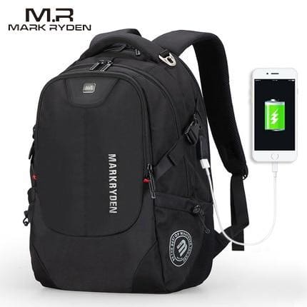 usb charging men 15inch laptop backpacks black usb / 15inch