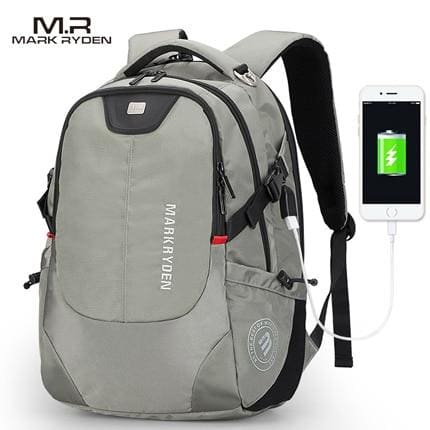 usb charging men 15inch laptop backpacks gray usb / 15inch