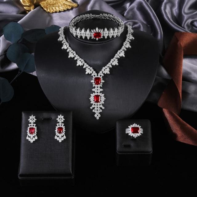 vintage elegant cubic zircon jewelry sets a- juego de 4 piezas