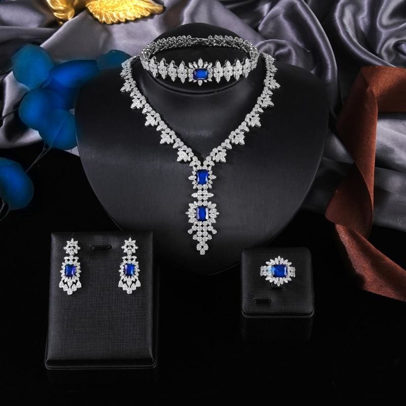 vintage elegant cubic zircon jewelry sets b-juego de 4 piezas