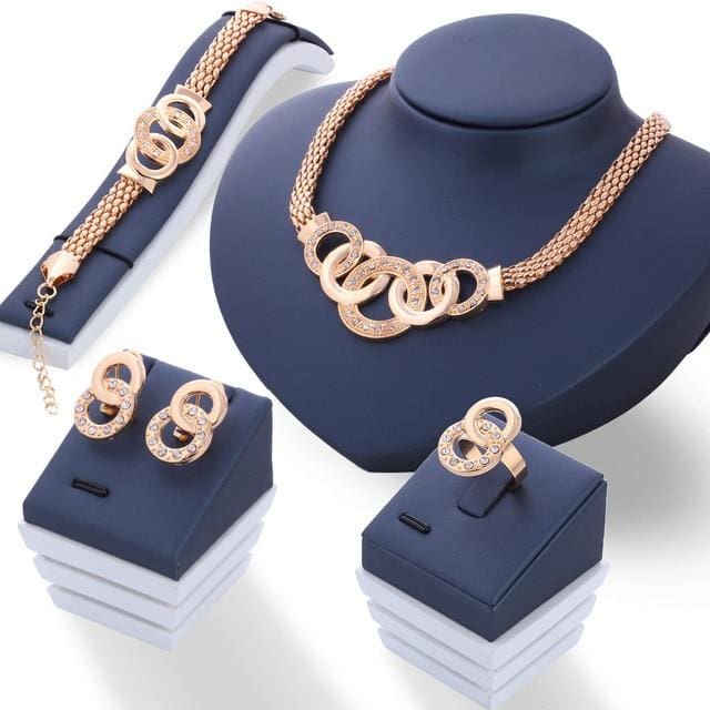 vintage gold jewelry sets necklace earrings bracelet ring for women gold