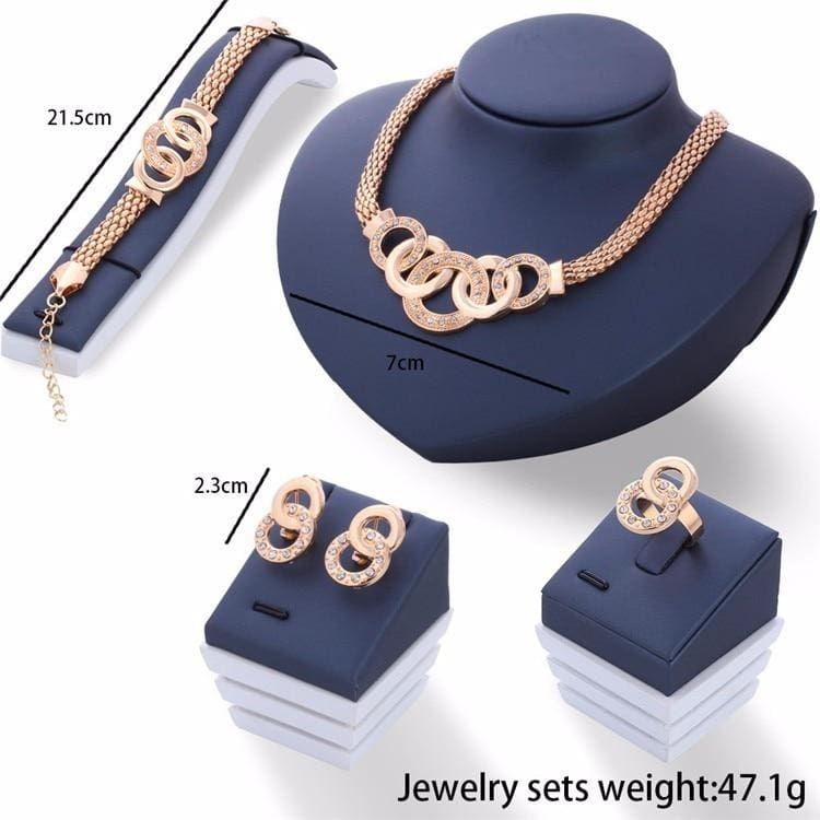 vintage gold jewelry sets necklace earrings bracelet ring for women