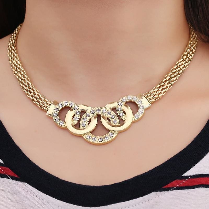 vintage gold jewelry sets necklace earrings bracelet ring for women