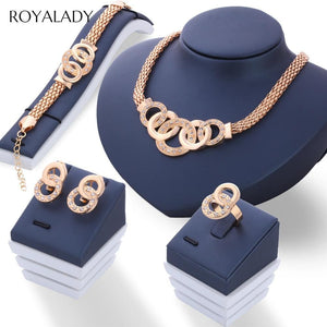 vintage gold jewelry sets necklace earrings bracelet ring for women