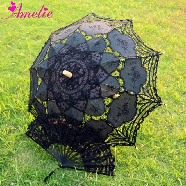 vintage lace handmade cotton embroidery umbrella a0101 black