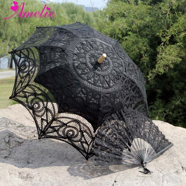 vintage lace handmade cotton embroidery umbrella a0102 black