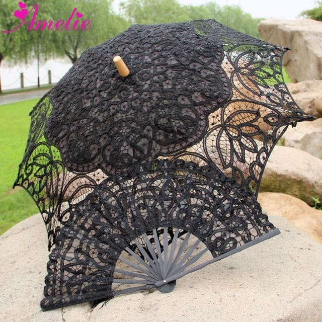 vintage lace handmade cotton embroidery umbrella a0104 black