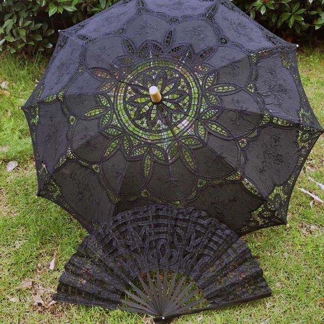 vintage lace handmade cotton embroidery umbrella a0184 black