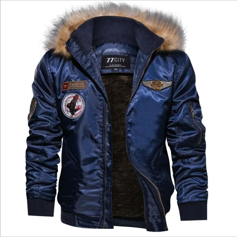 warm wool liner parkas hoodie winter military bomber men jacket