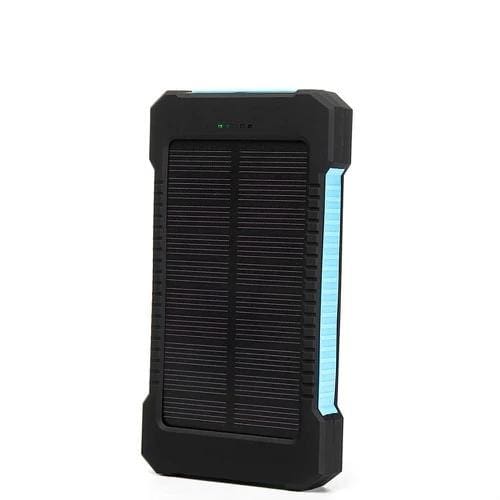 waterproof 10000mah solar power bank with led light blue color