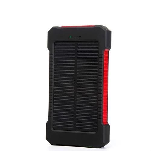 waterproof 10000mah solar power bank with led light red color