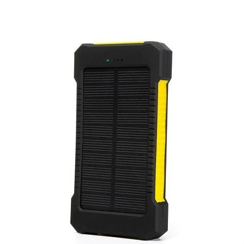 waterproof 10000mah solar power bank with led light yellow color