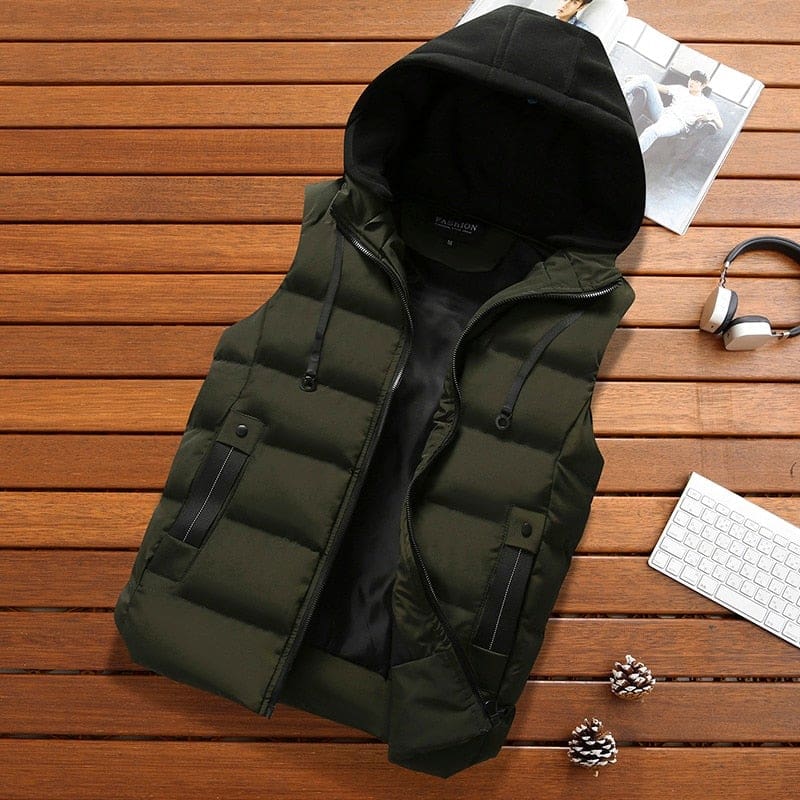 waterproof warm sleeveless fashion hooded casual winter vest