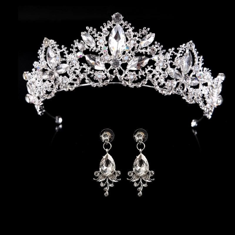 wedding crown queen bridal tiaras with earrings