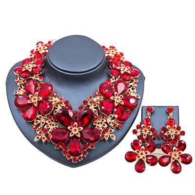 wedding decoration jewelry set big flowers necklace and earrings for party