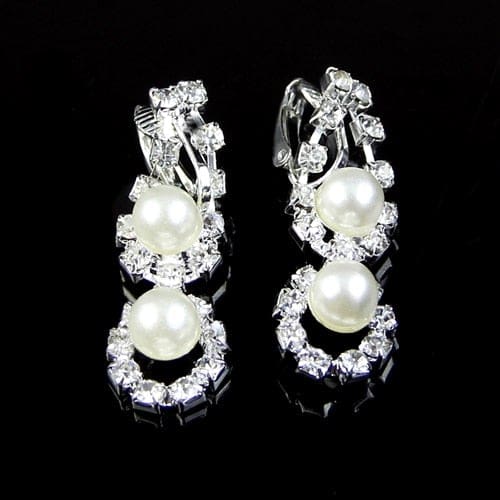 wedding rhinestone pearl plated bridal jewelry set