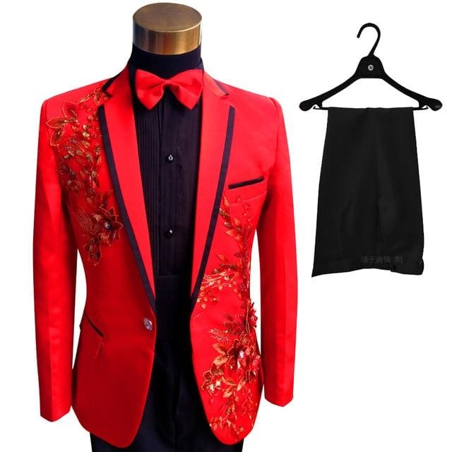 wedding sequins tuxedo male singer blazer slim fit