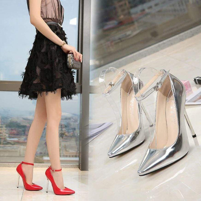 wedding shoes buckle pointed toe high heels