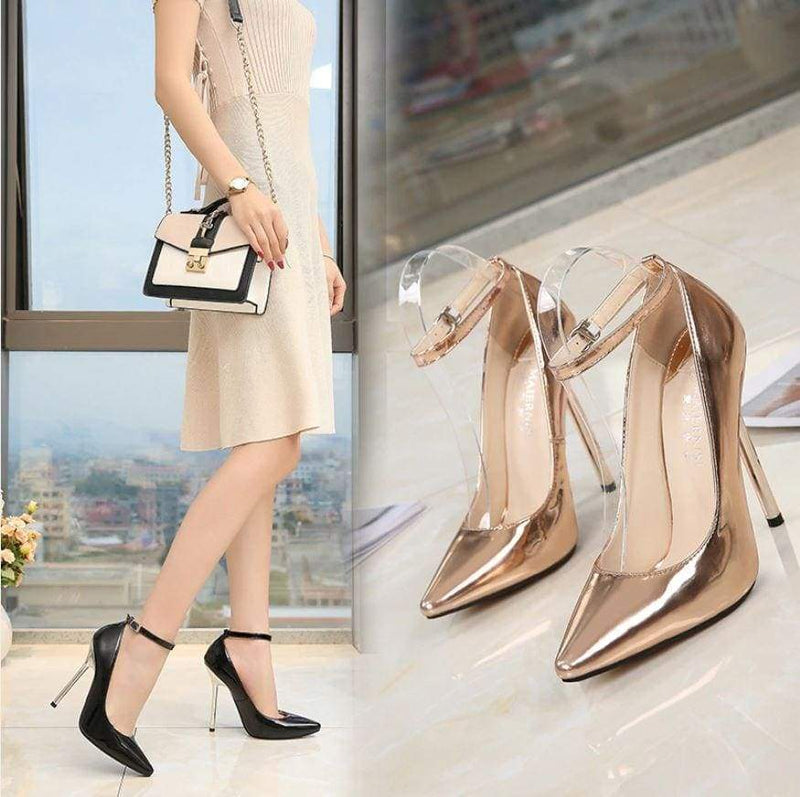 wedding shoes buckle pointed toe high heels