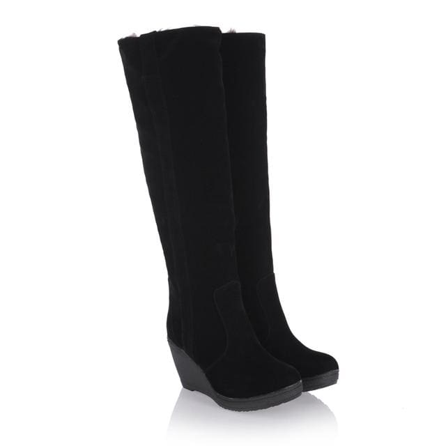 wedges high warm 3 ways wear suede knee-high women snow boot