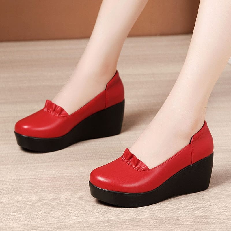 Wedges Leather Office Shoes For Women HIGH HEELS
