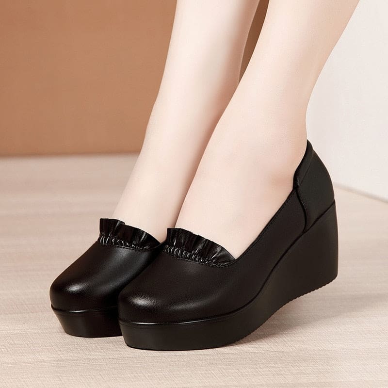 Wedges Leather Office Shoes For Women HIGH HEELS