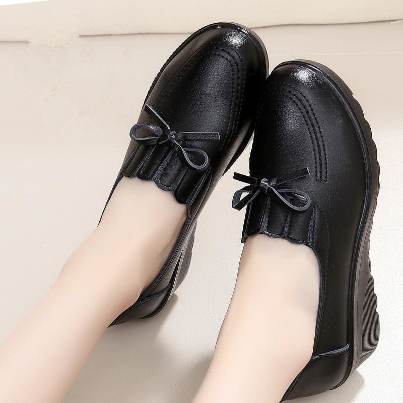 wedges leather unique comfortable casual slip-on shoes