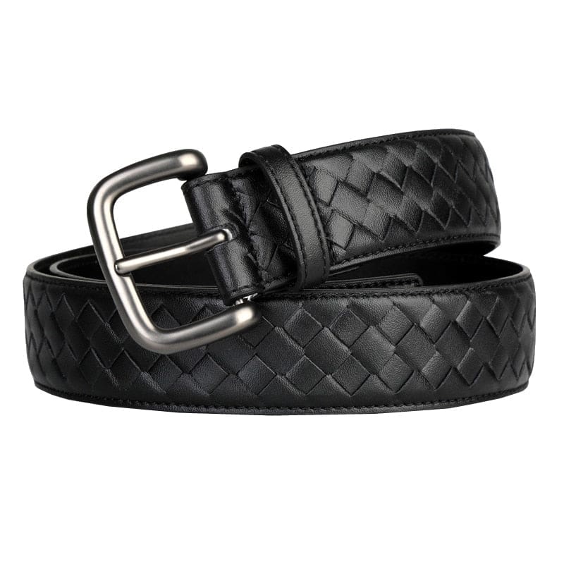 Western Hand Braided Black Coffee Blue Leather Pin Buckle Men Belt / 120cm MEN WAIST STRAP BELTS