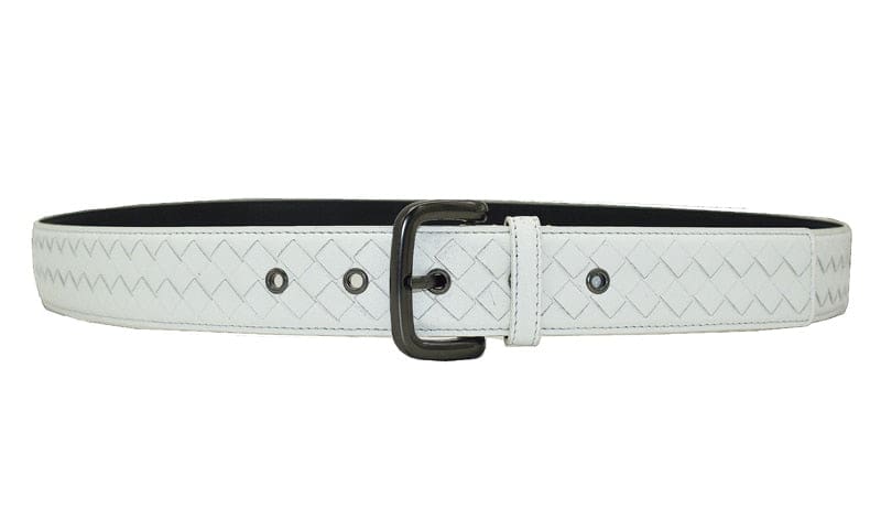 Western Hand Braided Black Coffee Blue Leather Pin Buckle Men Belt White / 120cm MEN WAIST STRAP BELTS