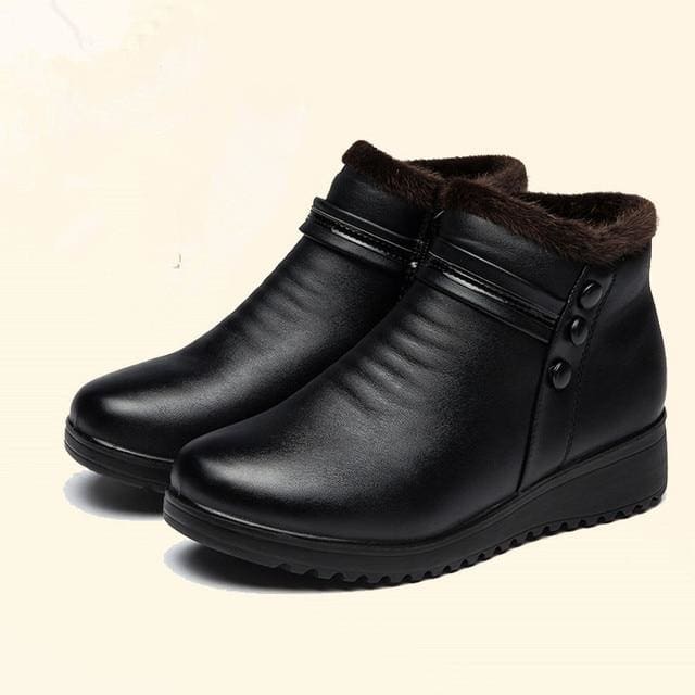 winter leather ankle warm boots for women