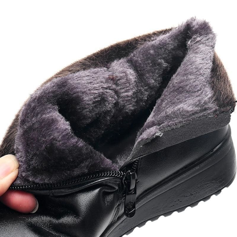 winter leather ankle warm boots for women