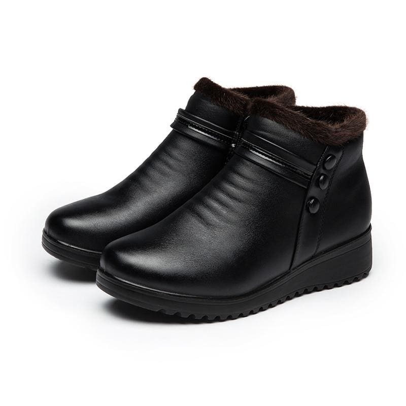 winter leather ankle warm boots for women