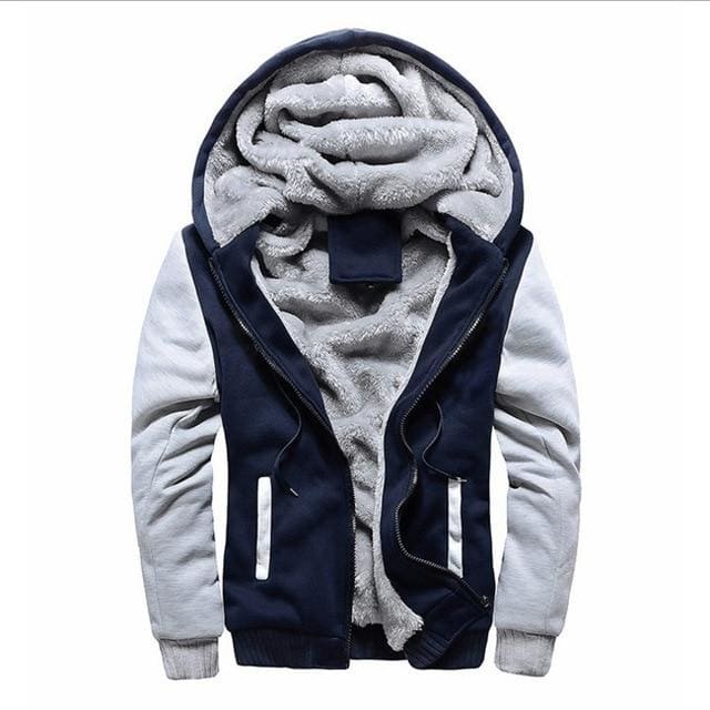 winter thick warm fleece zipper men hoodies