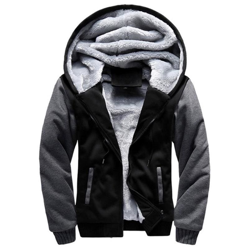 winter thick warm fleece zipper men hoodies